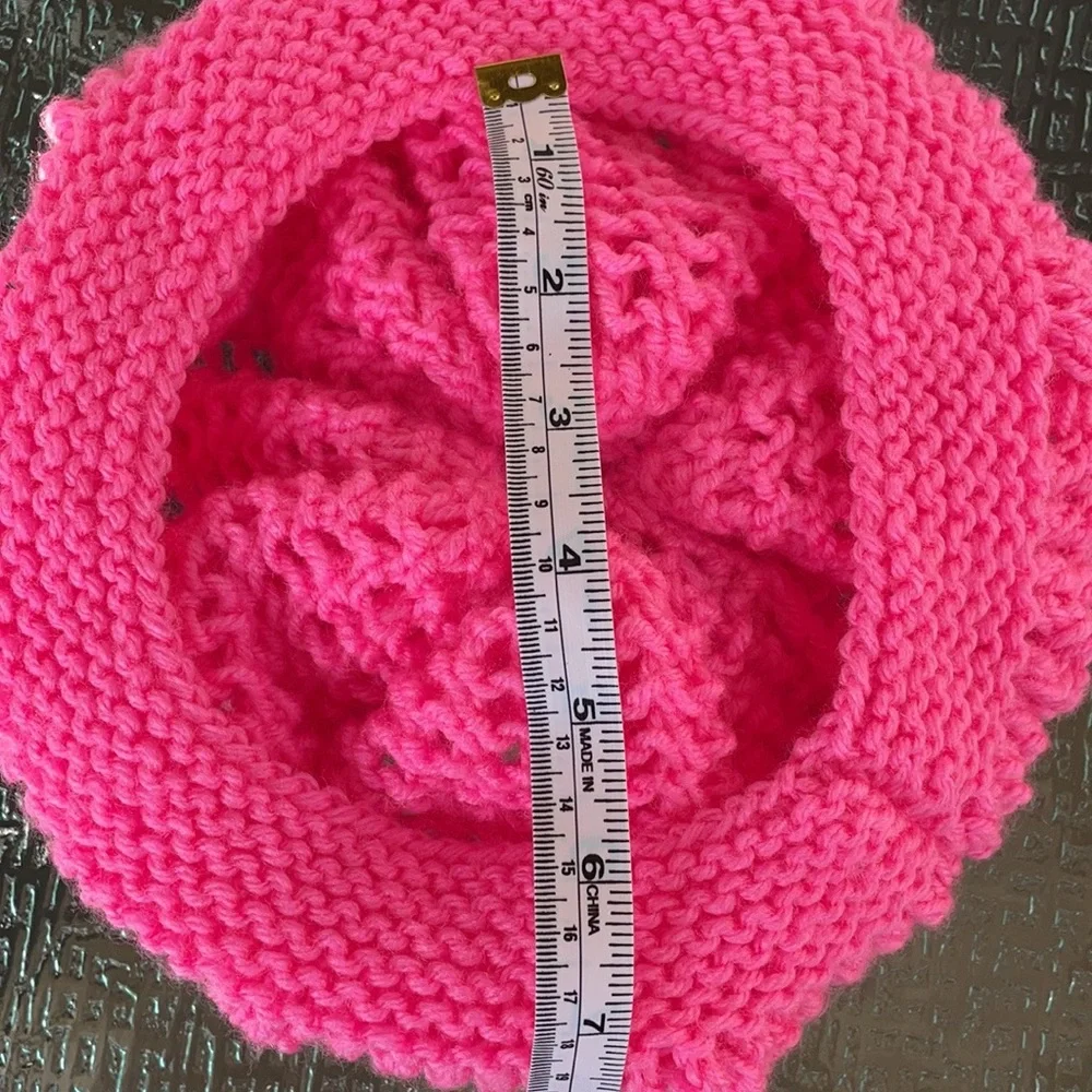 Handus Hand knit women’s Beanie %100 acrylic pink beanie